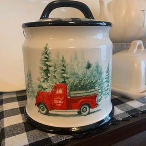 Red truck Xmas canister